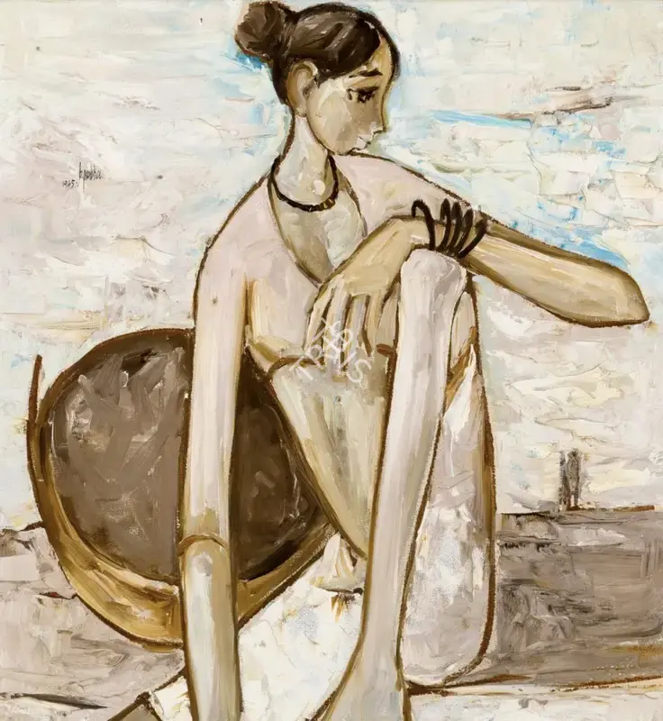 Prabha, B. (Artist). Untitled. Oil on masonite, 1965 | Painting | EconomicsArt | 00870567
