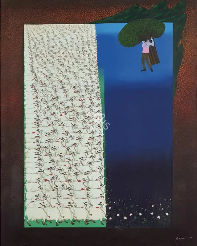 Choyal, Shail (Artist). Jadui Bansuri. Oil on canvas, 1988 | Painting | FineArts | 00416332