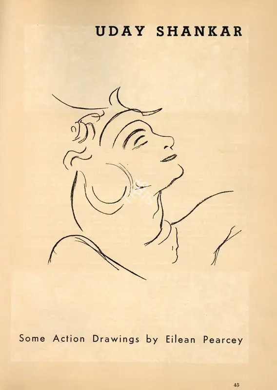 Pearcey, Eilean (Essayist). Some Action Drawings - Uday Shankar. In Marg. 6(2), pp. 45-49. Bombay: Modern Artists and Architects Research Group, April 1953 | Essay | FineArts | 00668810, 1953