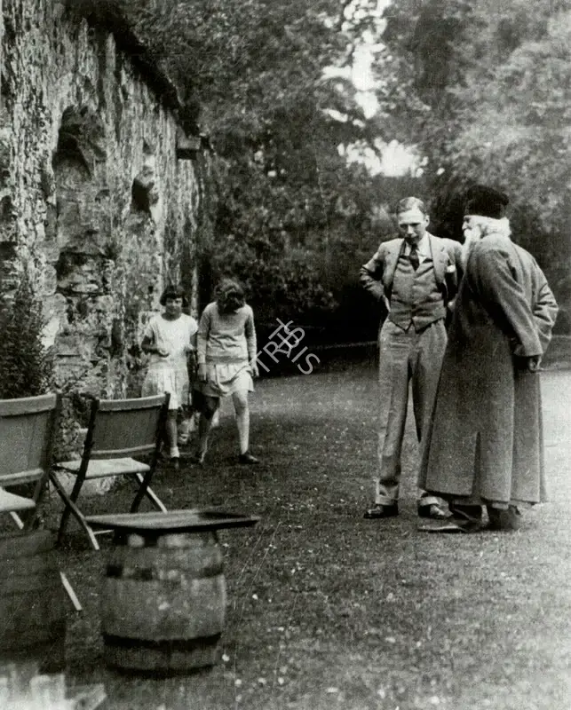 Unknown (Photographer). Leonard Elmhirst and Rabindranath Tagore on the Private Lawn, Dartington Hall, n.d. | Contemporary Photograph