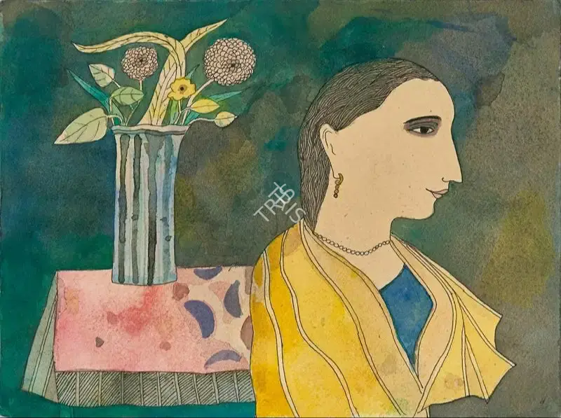 Narayan, Badri (Artist). Nayika in the Winter Wind, 2005 | Painting