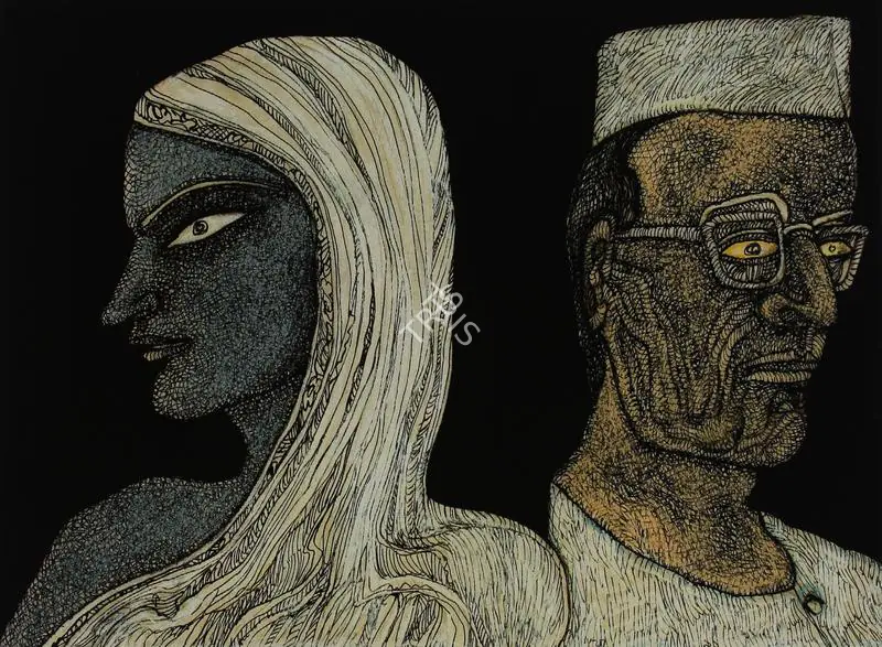 Chowdhury, Jogen (Artist). The Leader And She, 1991 | Drawing