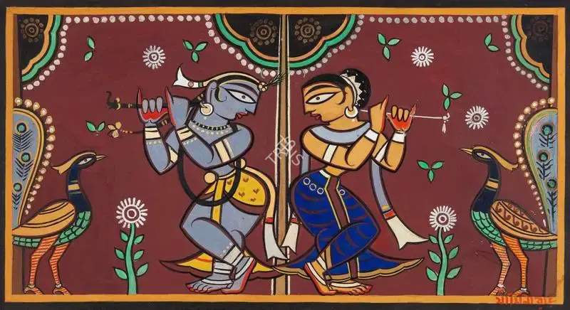 Roy, Jamini (Artist). Untitled (Krishna and Radha), n.d. | Painting