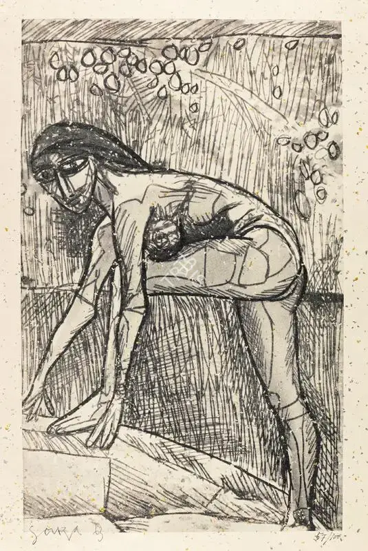 Souza, F.N. (Artist). Untitled (Leaning Nude), 1963 | Print