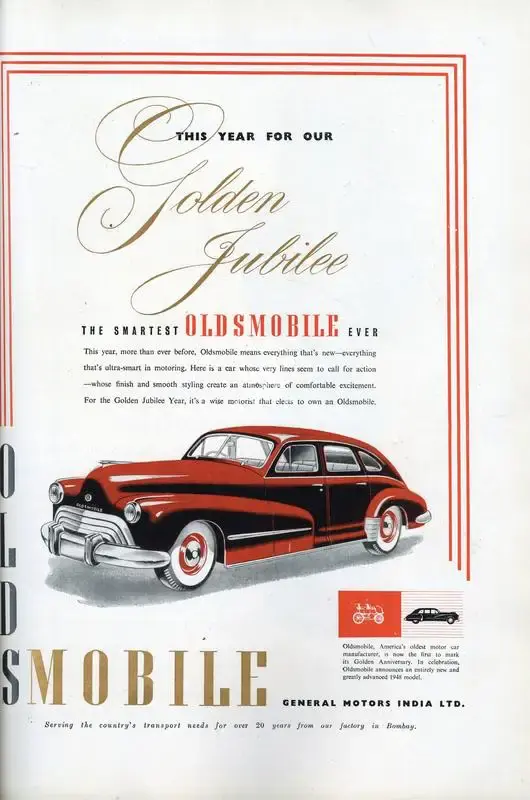 General Motors India (Advertiser). The Smartest Oldsmobile Ever, 1948 | Advertisement