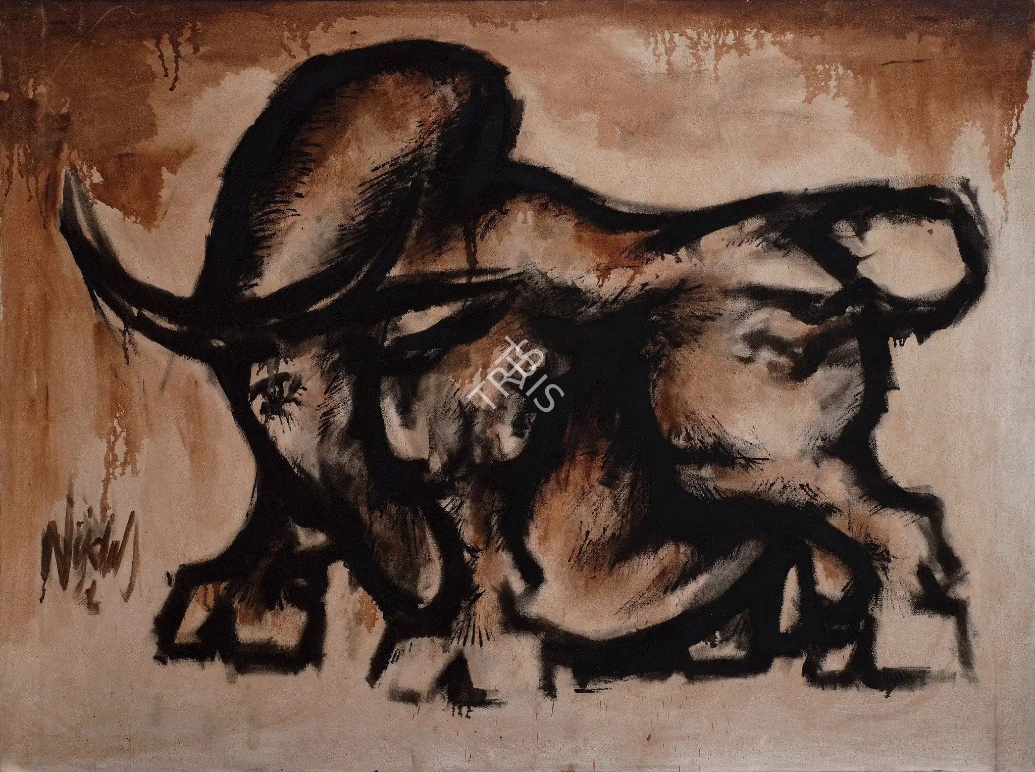 Biswas, Nikhil (Artist). Bull, 1960-1966 | Painting