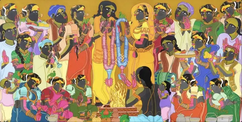Vaikuntam, Thota (Artist). Untitled (Temple Wedding), 2024 | Painting