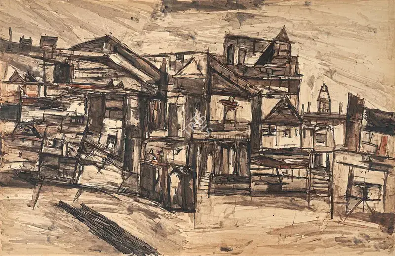 Ramkumar (Artist). Benaras. Acrylic and ink on paper, 1983 | Painting | FineArts | 00603323