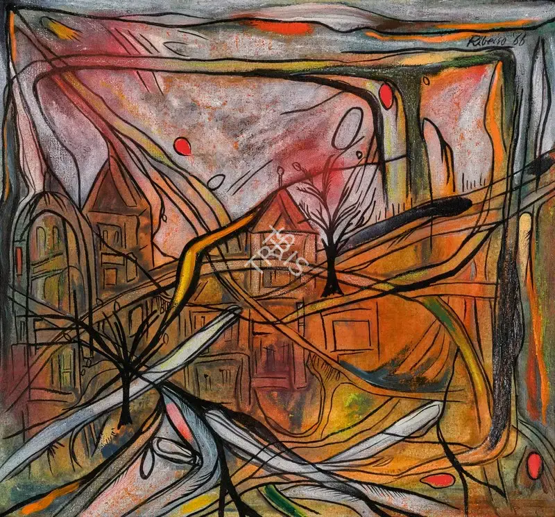 Ribeiro, Lance (Artist). Landscape with Two Trees, 1966 | Painting