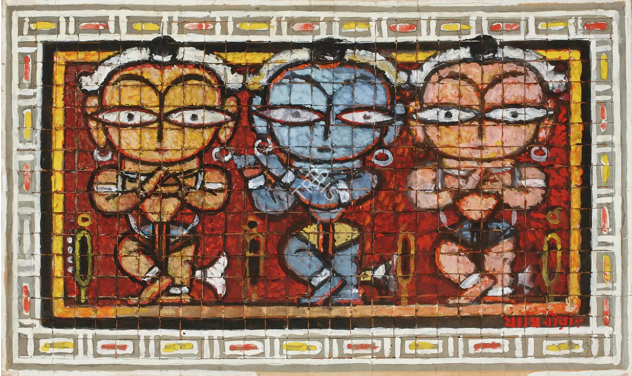Roy, Jamini (Artist). Untitled (Krishna And Attendants), n.d. | Painting