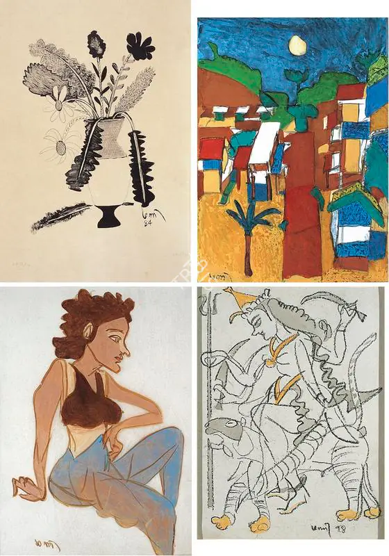Subramanyan, K.G. (Artist). Durga. Charcoal on paper, 1998 | Drawing | FineArts | 00371640