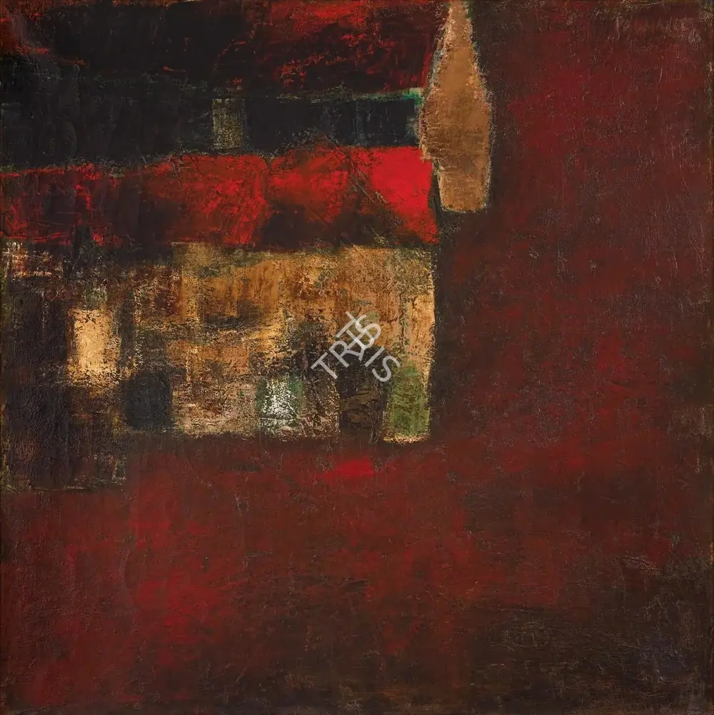 Padamsee, Akbar (Artist). Two Houses (Deux Maisons). Oil on canvas, 1963 | Painting | FineArts | 00603424