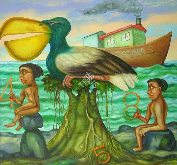 Gopikrishna (Artist). Men Waiting for Ships Four and Eight, 2006 | Painting