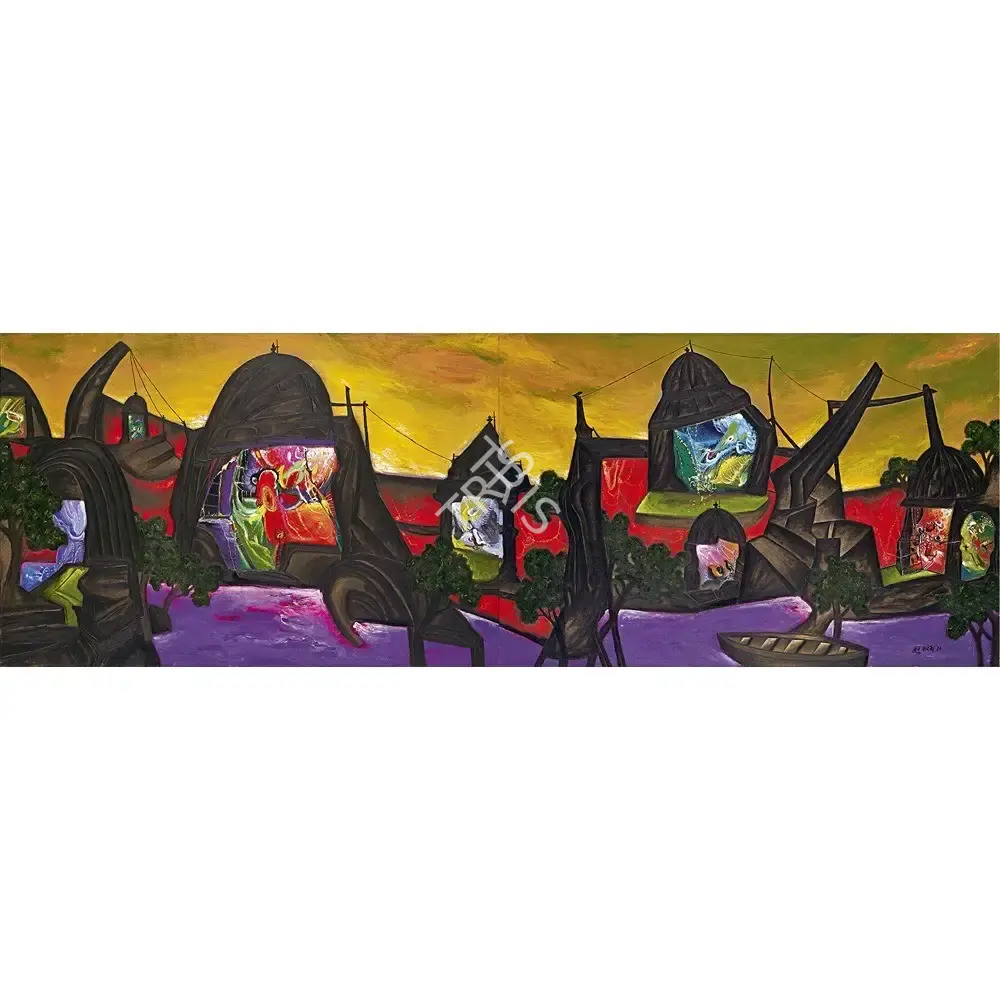 Parekh, Manu (Artist). Banaras Landscape, 2014 | Painting
