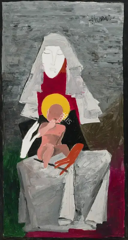 Husain, M.F. (Artist). Untitled (Madonna and Child), n.d. | Painting
