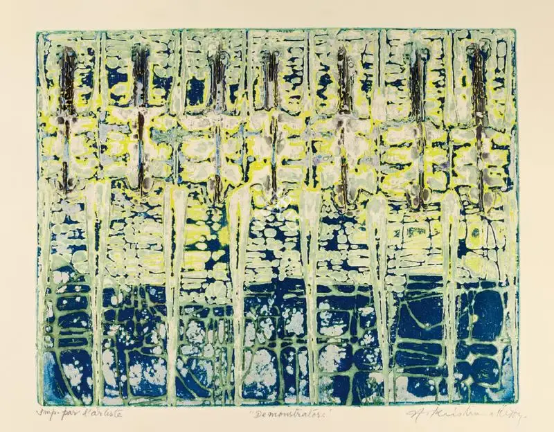 Reddy, Krishna (Artist). Demonstrators. Etching with aquatint and carborundum, 1968 | Graphic Art | FineArts | 00339419