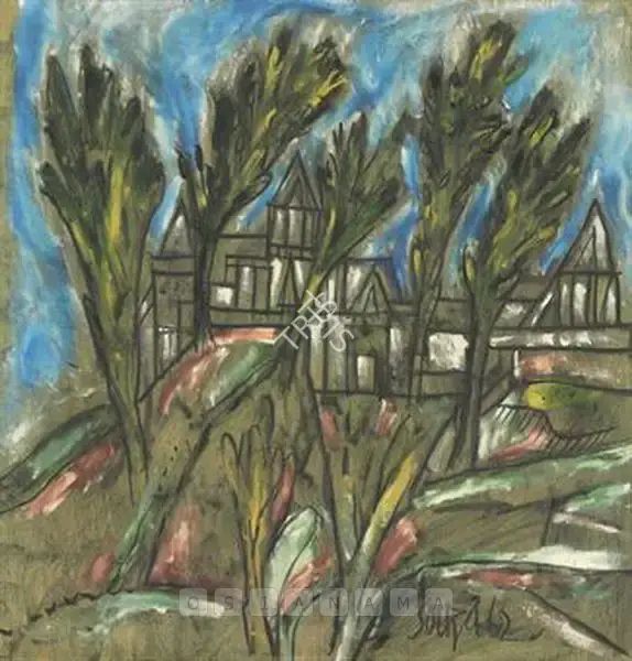 Souza, F.N. (Artist). Untitled (Landscape), 1962 | Painting