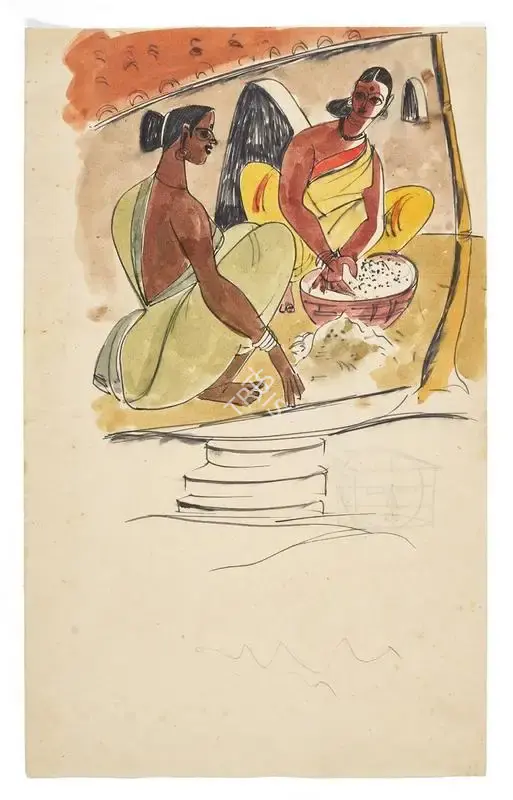 Prabha, B. (Artist). Village Women, n.d. | Painting