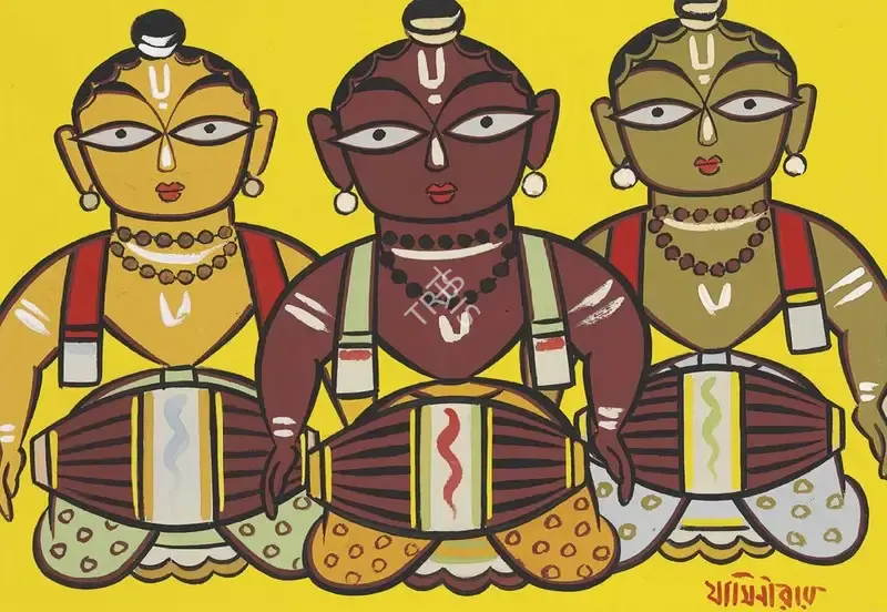 Roy, Jamini (Artist). Untitled (Three Drummers), n.d. | Painting