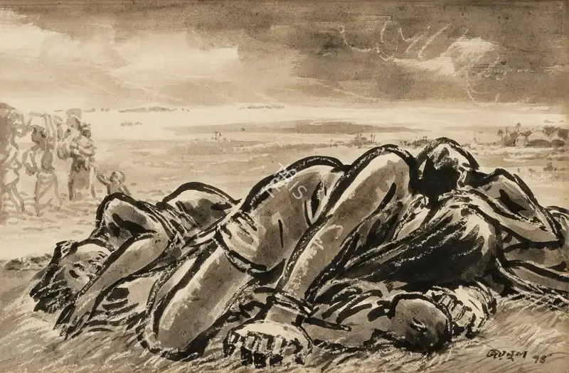 Abedin, Zainul (Artist). Untitled. Ink and wash on paper, 1974 | Painting | EconomicsArt | 00872726