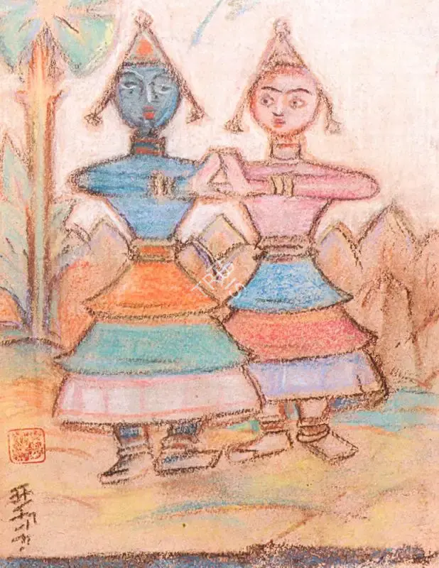 Tagore, Abanindranath (Artist). Two Tribal Dancers, n.d. | Painting