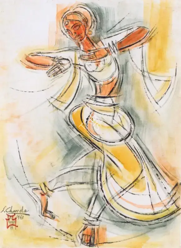 Chavda, Shiavax (Artist). Bharata Natyam Dancer, n.d. | Painting