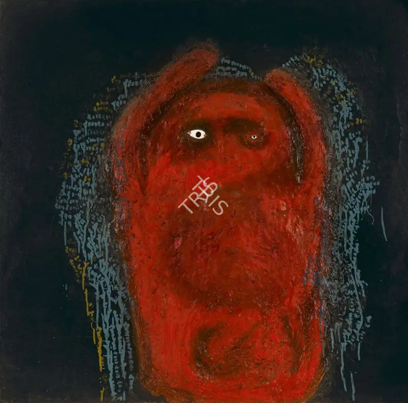 Khakhar, Bhupen (Artist). Hanuman. Oil on relief plaster, with incised and mixed media on board, c.1960 | Painting | FineArts | 00642521