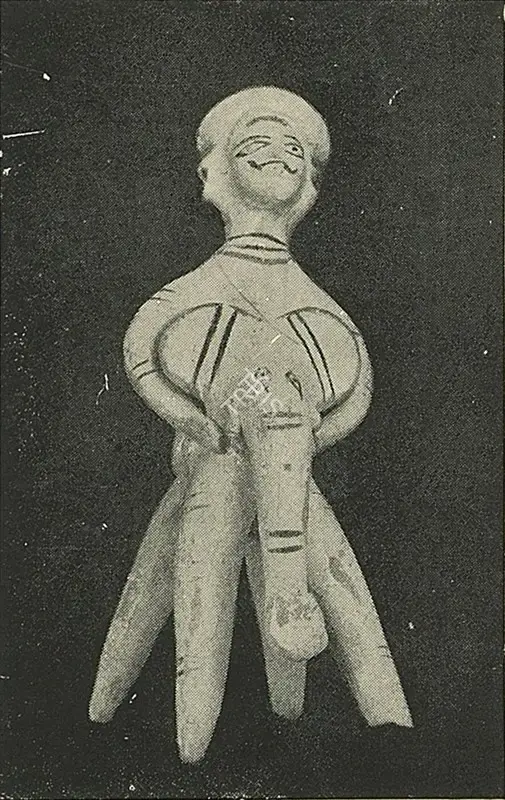 Unknown (Artist). Terra-cotta Doll Man Riding Elephant Painted Red and Black on Silver Coating. Terracotta, n.d. | Marg, April 1951 | Sculpture | FineArts | 00673863