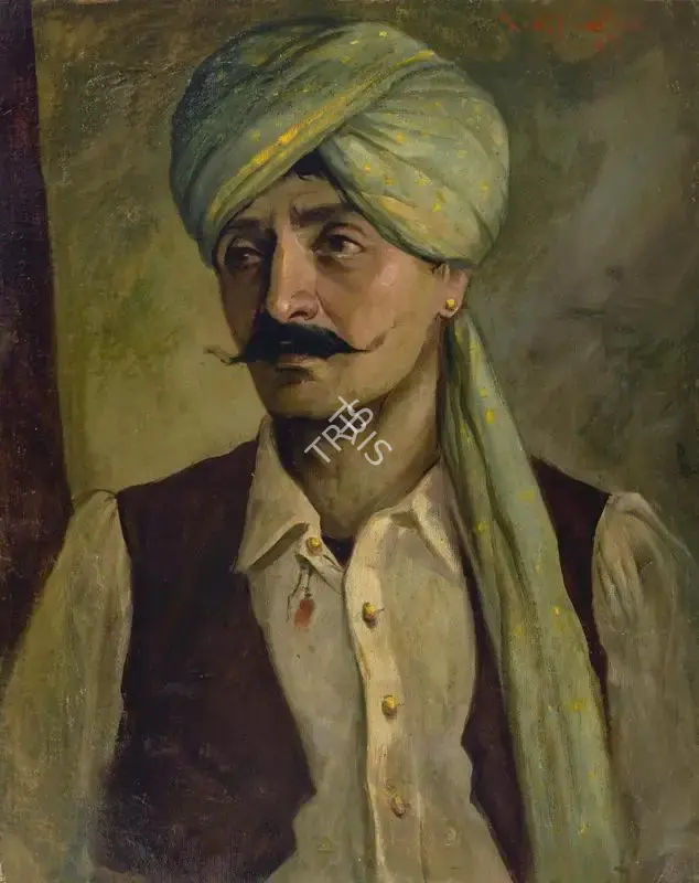 Patil, Venkatesh Krishnaji (Artist). Portrait of a Man. Oil on paper, 1937 | Painting | FineArts | 00333424