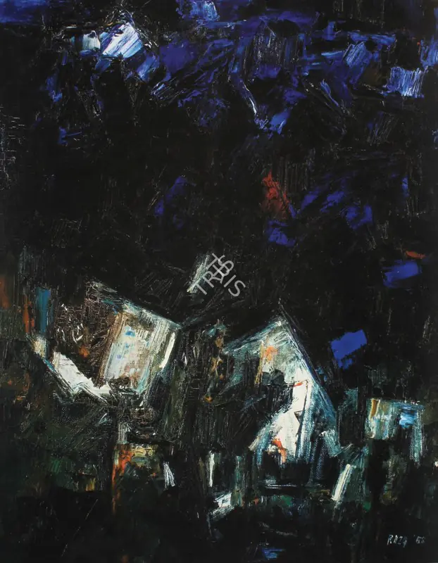 Raza, S.H. (Artist). Maisons. Oil on canvas, 1955 | Painting  | 00881836