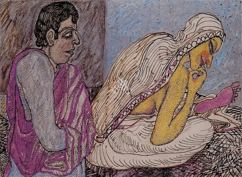 Chowdhury, Jogen (Artist). Man and Woman, 1993 | Drawing