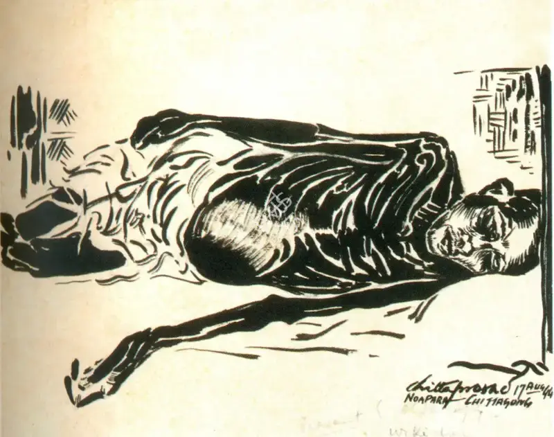 Chittaprosad (Artist). Bengal Famine. Brush and ink on paper, 1944 | Painting | FineArts | 00373778