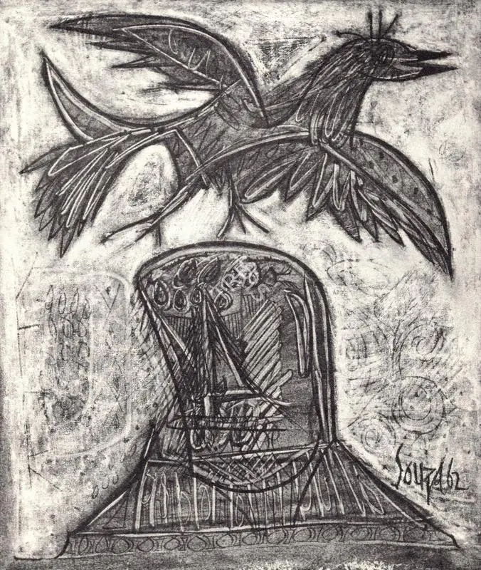 Souza, F.N. (Artist). Man with Bird. 1962 | Art Heritage 6, 1986-1987 | Drawing | FineArts | 00530222