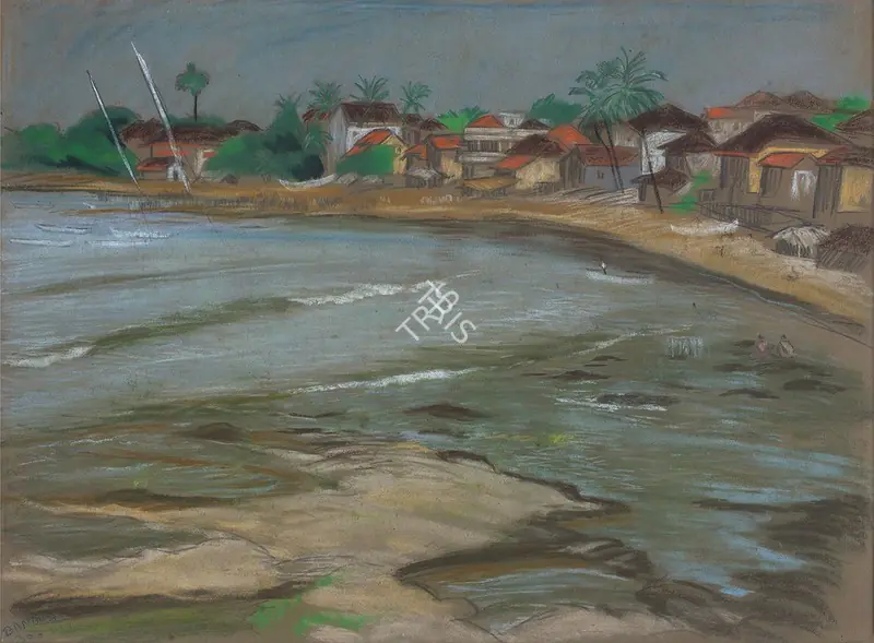 Chittaprosad (Artist). Bandra. Dry pastel on pastel paper pasted on mountboard, 1951 | Drawing | FineArts | 00642161