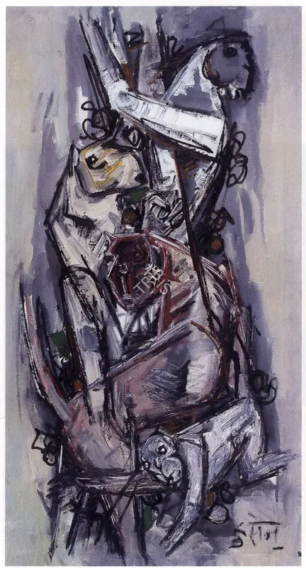 Husain, M.F. (Artist). Monkeys, 1964 | Painting