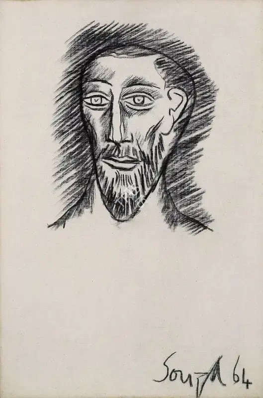 Souza, F.N. (Artist). Untitled (Head), 1964 | Drawing