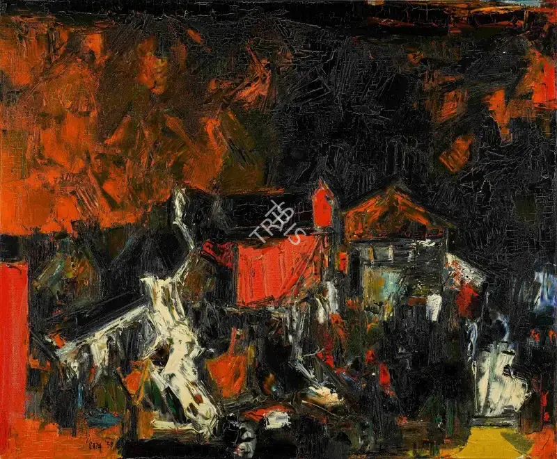 Raza, S.H. (Artist). Village Otta Corse, 1958 | Painting