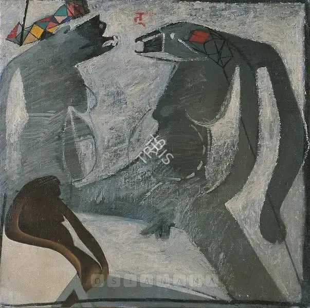 Broota, Rameshwar (Artist). Fighting Shadows. Oil on canvas, 1974-1975 | Painting | FineArts | 00600837