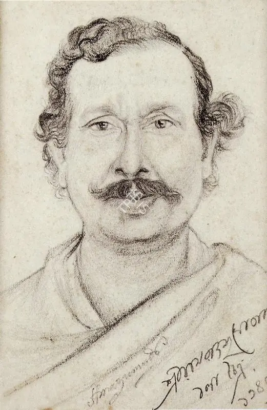 Mazumdar, Hemendranath (Artist). Portrait of Raj Bahadur Ghose. Pencil on paper, n.d. | Drawing | FineArts | 00375858
