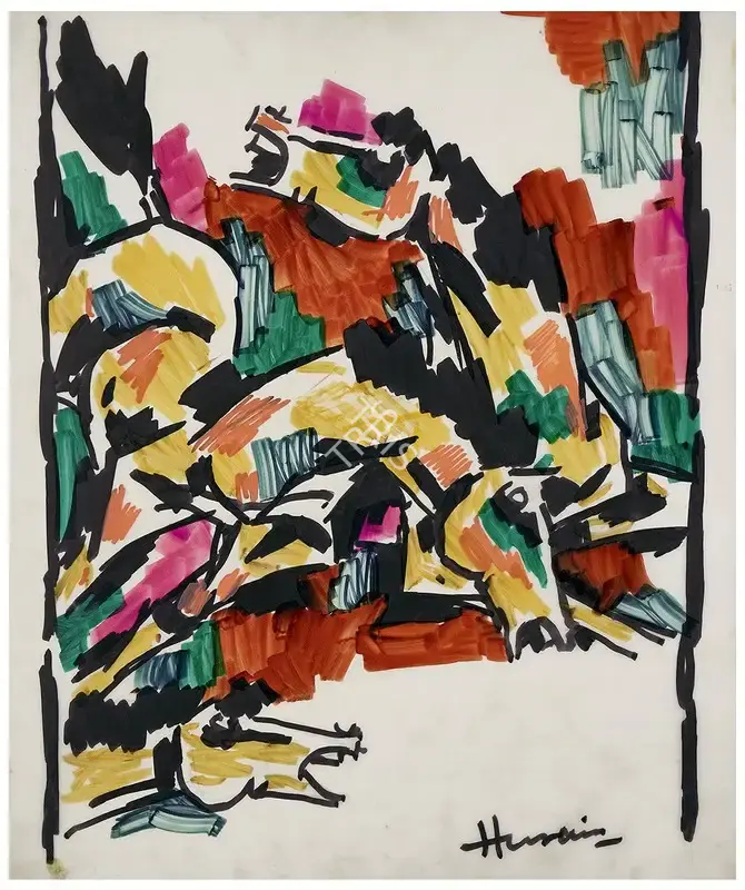 Husain, M.F. (Artist). Untitled (Horses), n.d. | Painting