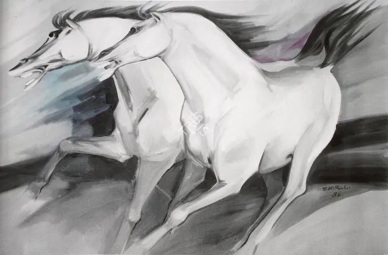 Vithal, B. (Artist). Horses. Oil on canvas, 1986 | Painting  | 00881137