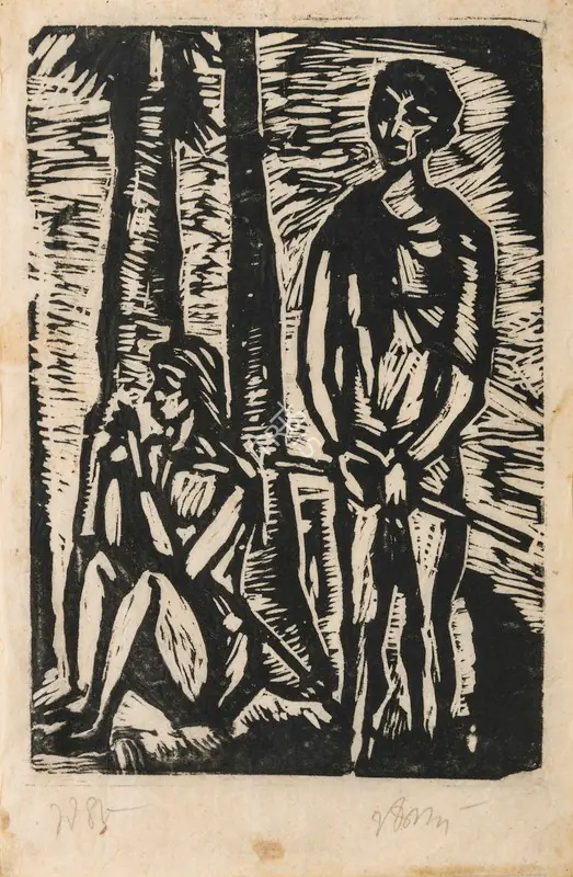 Mukherjee, B.B. (Artist). Massage Boy. Woodcut on paper, 1948 | Graphic Art | EconomicsArt | 00871117