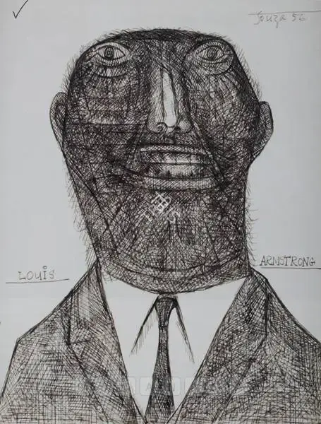 Souza, F.N. (Artist). Louis Armstrong, 1956 | Drawing