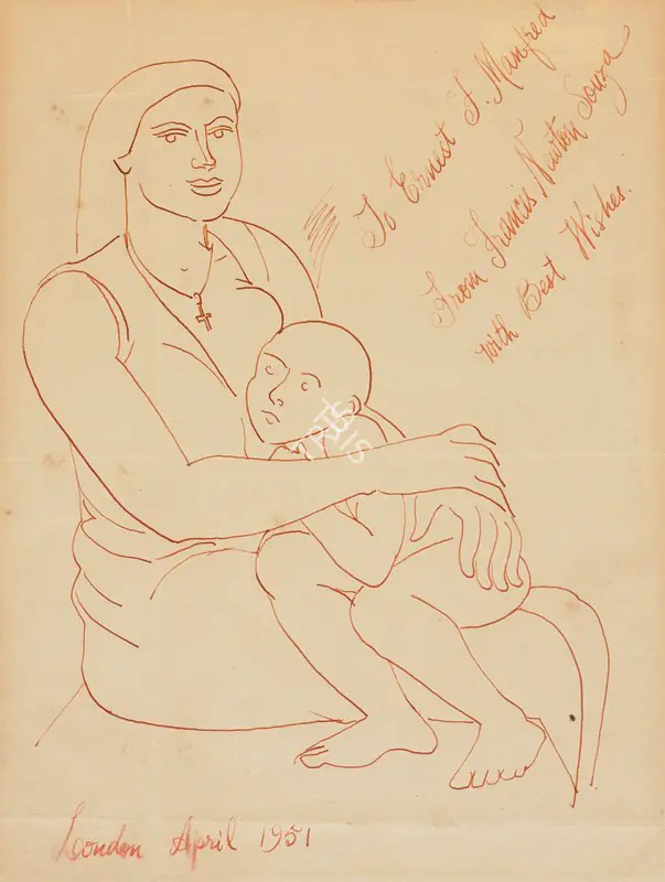 Souza, F.N. (Artist). Untitled (Mother and Child), 1951 | Drawing