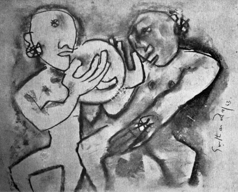 Santhanaraj, A.P. (Artist). Drummers. n.d. | Lalit Kala Contemporary, September 1966 | Painting | FineArts | 00534913