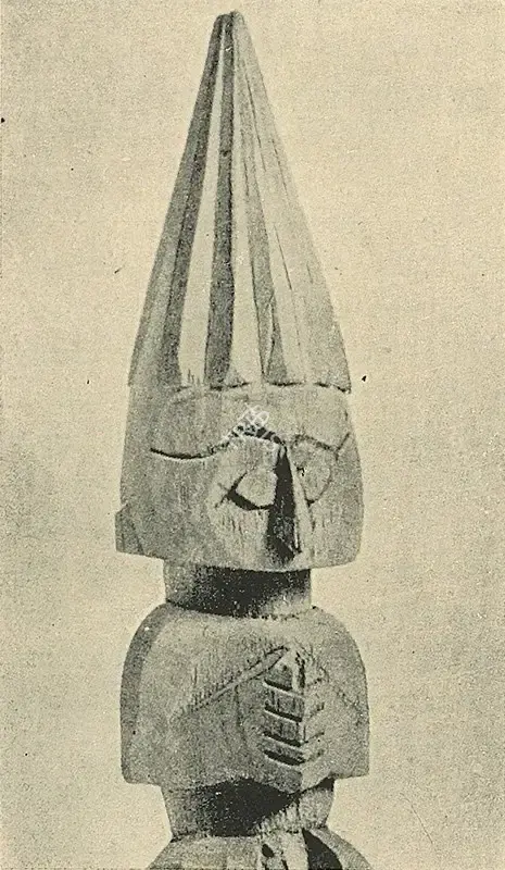 Unknown (Artist). Miniature Birsa-Kat (Wooden post) Sylhet. Wood, n.d. | Marg, April 1951 | Sculpture | FineArts | 00673866