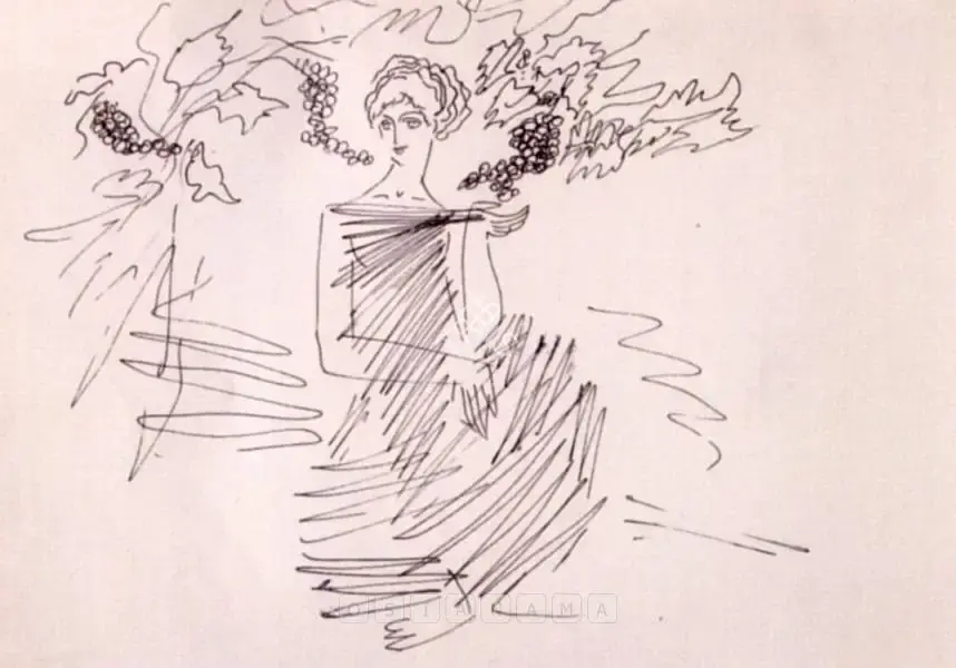 Sadequain (Artist). Portrait Of A Lady, c.1960s | Drawing