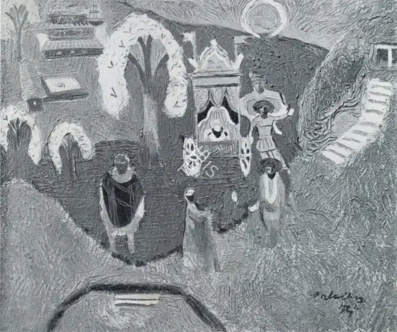 Palsikar, Shankar (Artist). Festival at Trimbak. Oil, 1953 | Marg, March 1954 | Painting | FineArts | 00674016