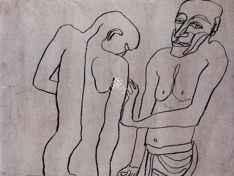 Chowdhury, Jogen (Artist). Two Men (recto) and Still Life (verso), 1991 | Drawing