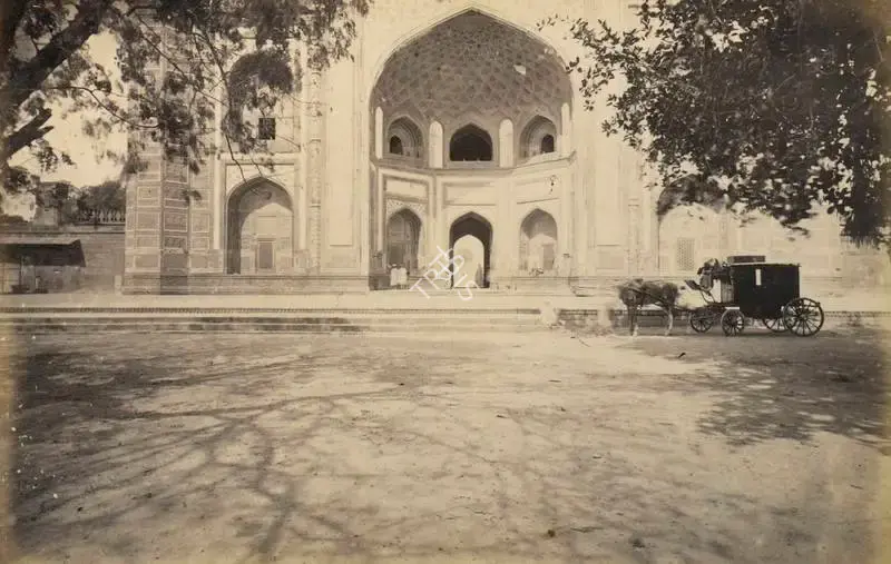 Hooper, Willoughby Wallace (Photographer). Main Entrance of Taj Mahal, Agra. Albumen print pasted on thick mount, n.d. | Antiquarian Photograph | Photography | 00115639